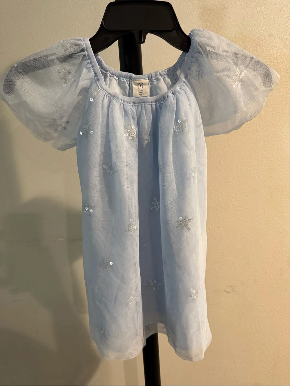 GAP Light Blue Tulle Flutter Sleeve Girls Blouse
